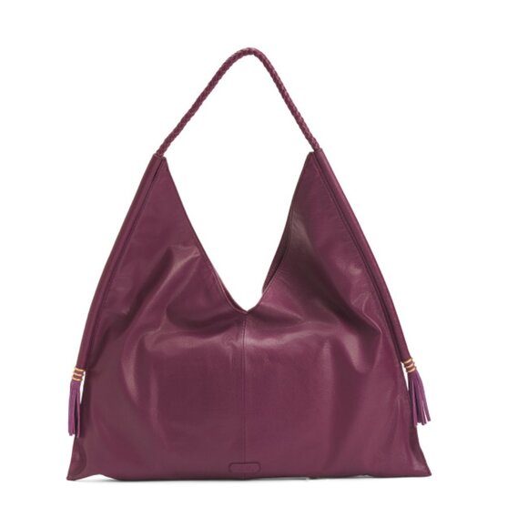 VINCE CAMUTO Zinnia Leather Liann Suede Fringe Hobo